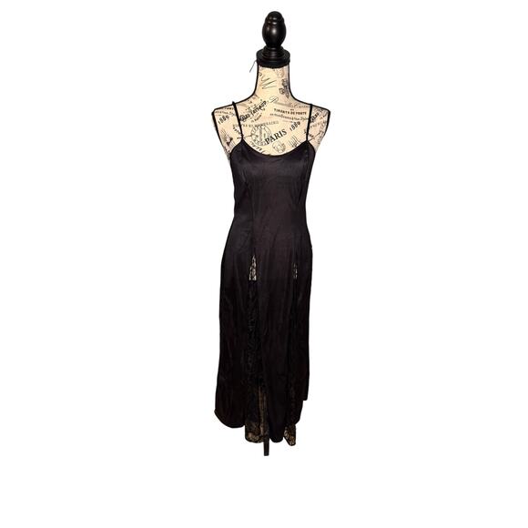 Petra fashion Other - Vintage Petra Fashions black nylon maxi long sweeping nightgown lace whimsigoth